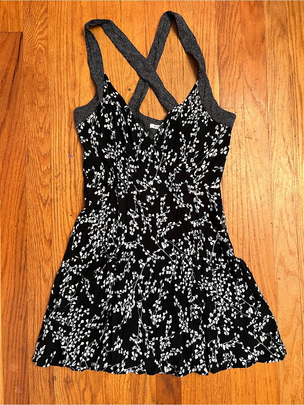 Kimchi Blue Black Dress with White and Light Blue Floral Print